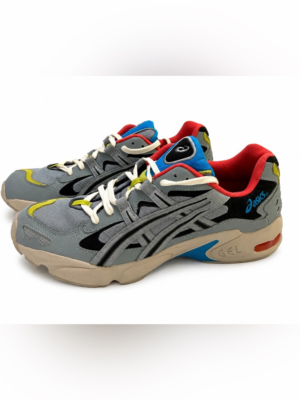 ASICS Gel Duomax Gray Low Top Sneakers with Blue & Coral Accents.Size-12